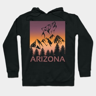 California Sunset Wolf Howling at The Moon Trees and Mountains Hoodie